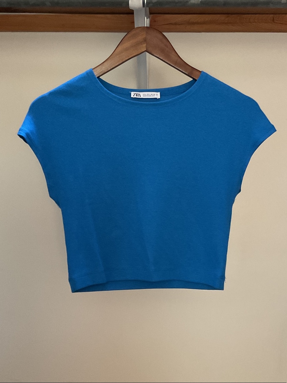 Zara Vibrant Blue Cap-Sleeve Crop Top